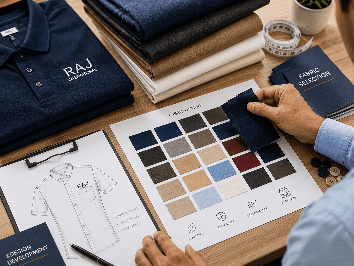 Fabric selection for uniform programmes at Raj International
