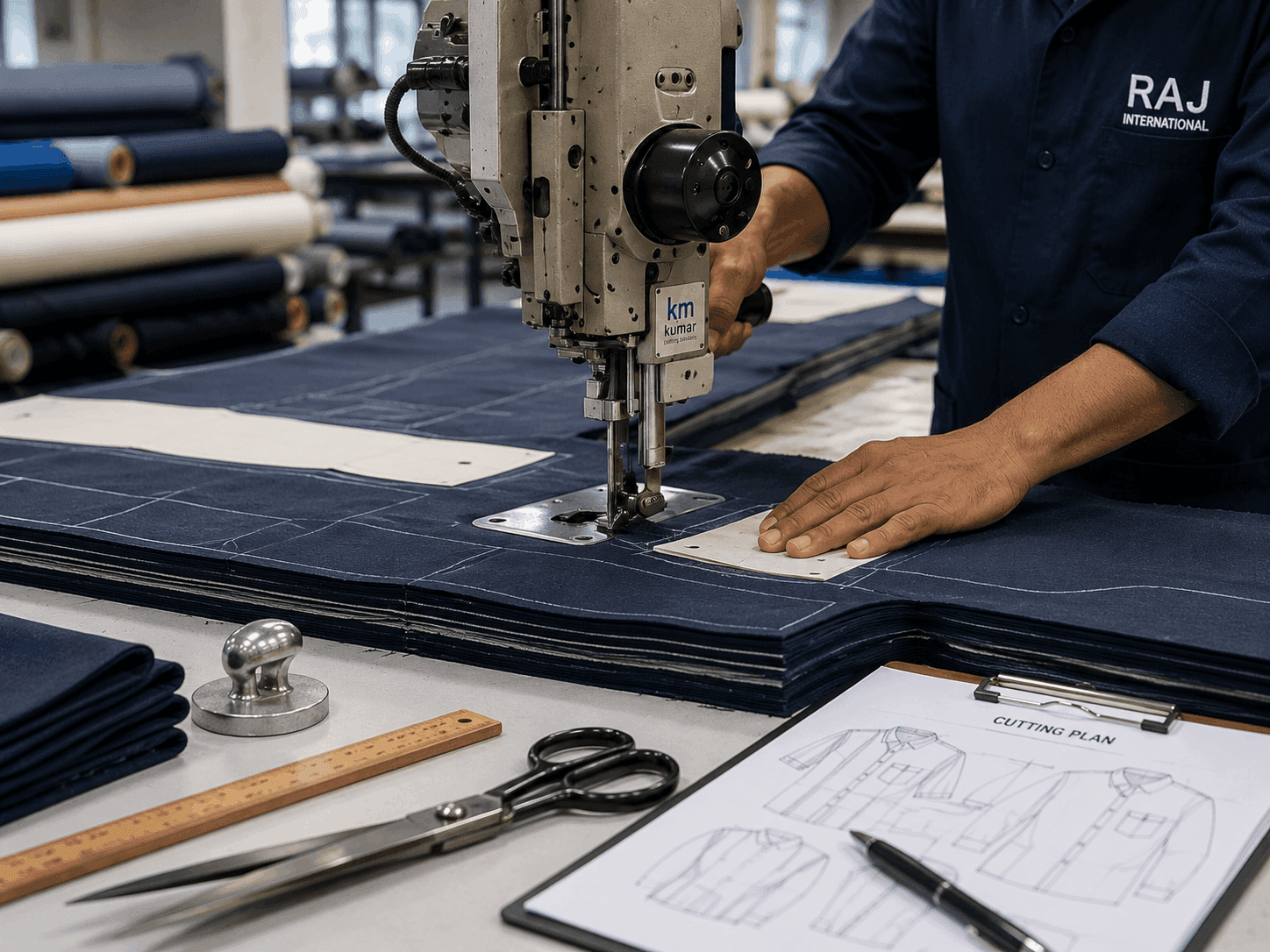 precision fabric cutting process for custom uniform manufacturing