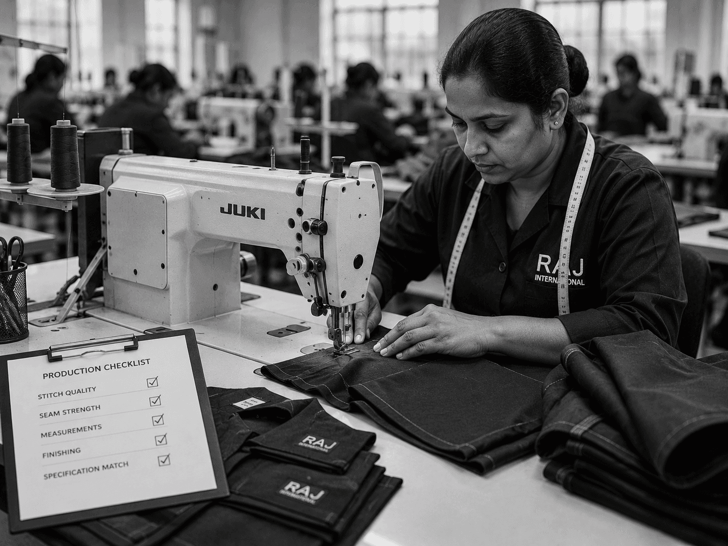 uniform stitching and garment assembly process at a custom uniform manufacturer